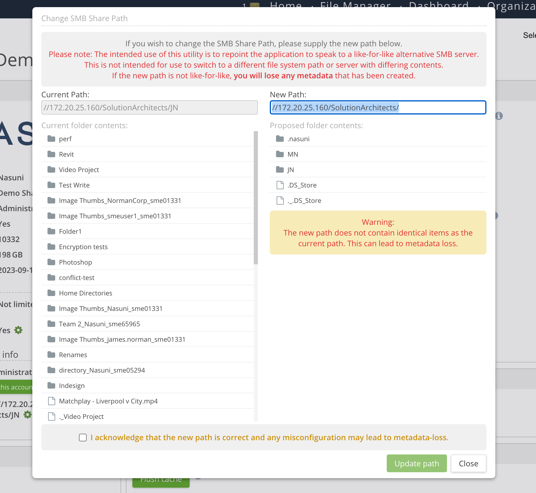 Comparison of folders Comparison of folders