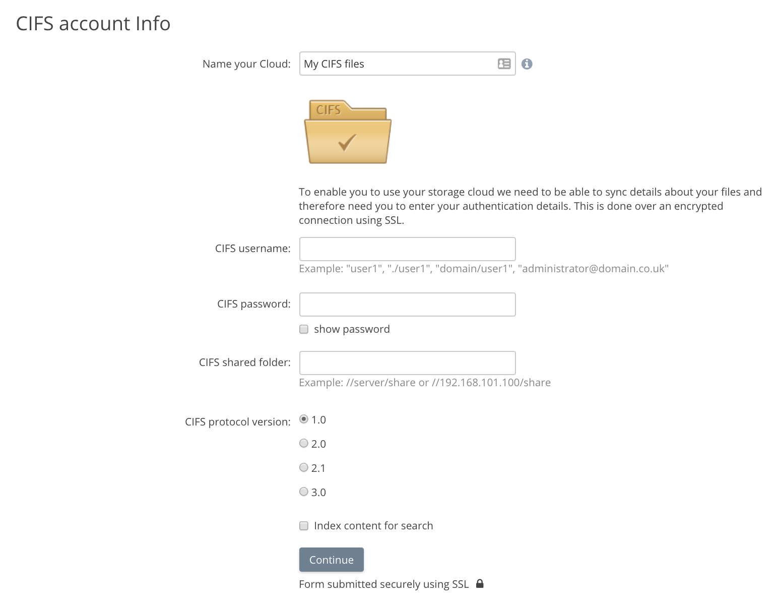 CIFS Provider Login Screen CIFS Provider Login Screen